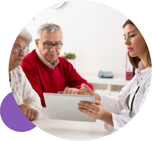 Hypothetical patient with anemia in myelodysplastic syndromes with ring sideroblasts (MDS-RS) with doctor and loved one