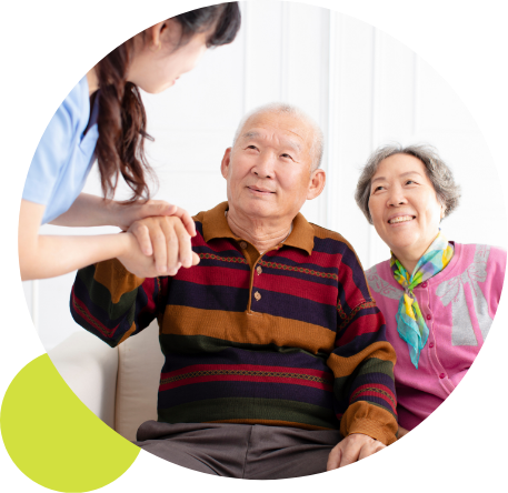 Hypothetical patient with healthcare provider and loved one 