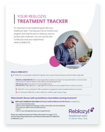 REBLOZYL® (luspatercept-aamt) treatment journal tracker